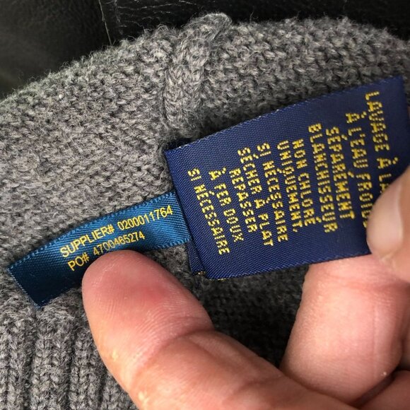 Polo Ralph Lauren Mens Sweater Medium Pullover Mock Neck Cotton Gray Knit Cozy - Picture 10 of 12